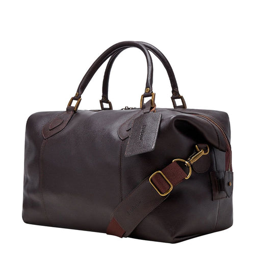 Barbour Leather Med Travel Dk Brow
