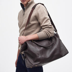 Barbour Leather Med Travel Dk Brow