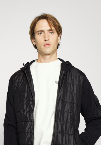 B.Intl Baffle zip thru hood jacket blk