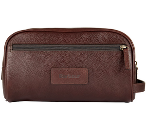 Barbour Leather Wash bag Dk Brow
