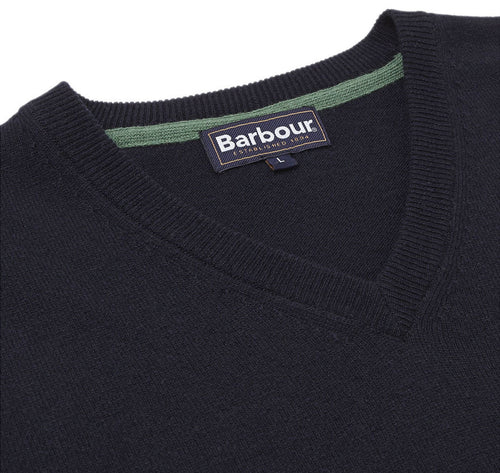 Barbour Essential Lambswool V Neck Navy