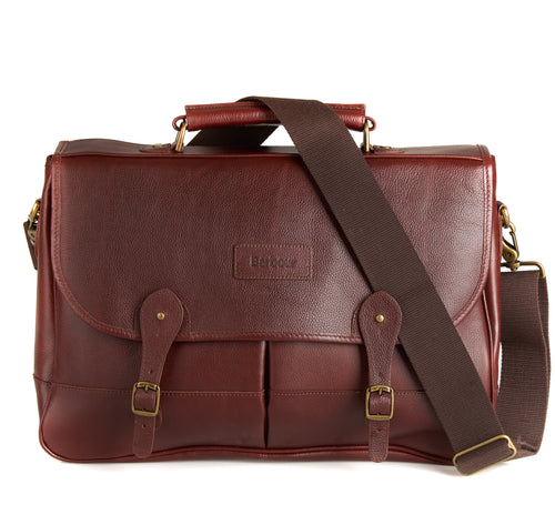 Barbour Leather Briefcase Brown